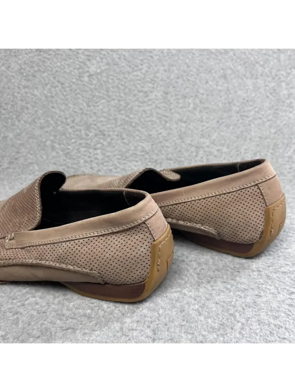 Bruno Magli Taupe Perforated Suede Loafers 12 M Italy Venetian Slip On Luxury